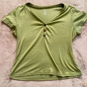 Navy green ribbed t-shirt